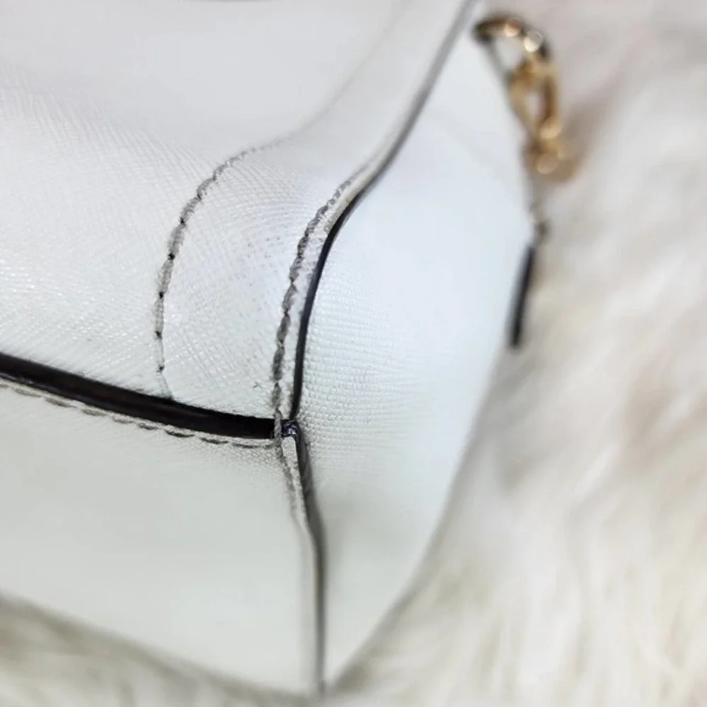 Michael Kors White Ayden Medium Saffiano Leather Satchel